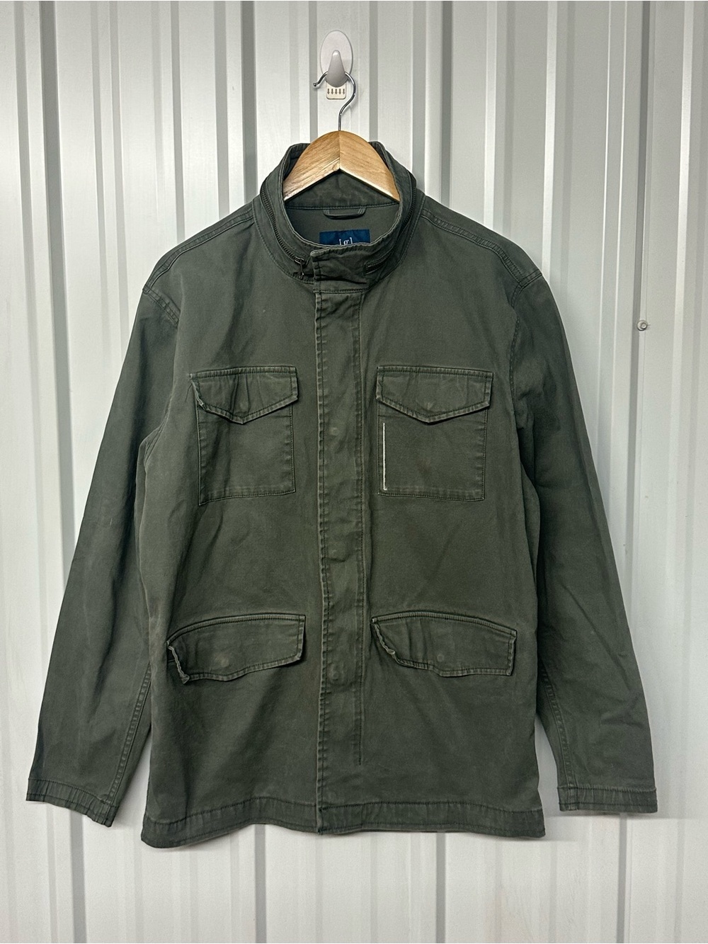 Men’s George Brand Olive Green Military Style Field Jacket Utility Workwear